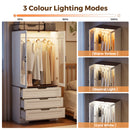 Advwin LED Wardrobe Cabinet w/ Glass Doors & Hanging Rail