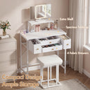 Advwin Dressing Table with LED Mirror Height-Adjustable Stand