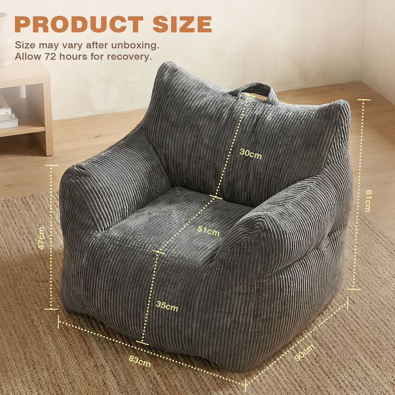 Advwin 83*90cm Corduroy Bean Bag Chair with Backrest