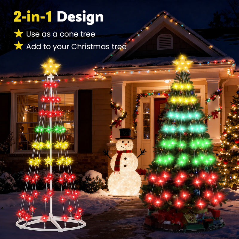 Advwin 204cm Christmas Cone Tree Lights with LED Lights