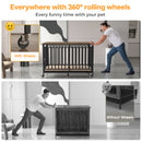 Advwin Heavy Duty Dog Kennel 101cm w/ Wheels Wooden Cage