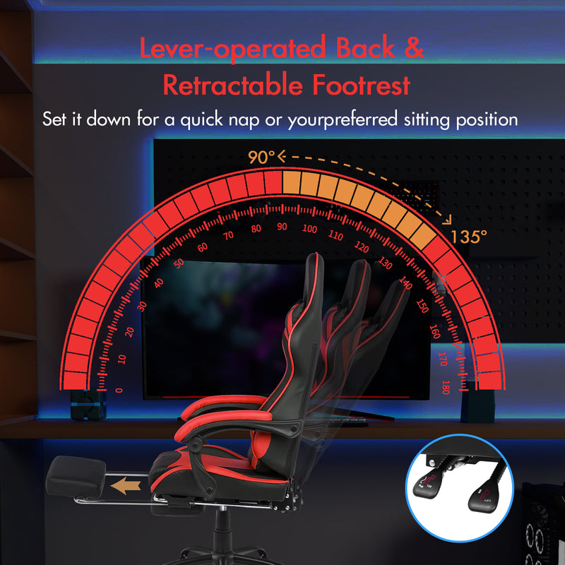 Advwin Computer Gaming Chair with Footrest Red