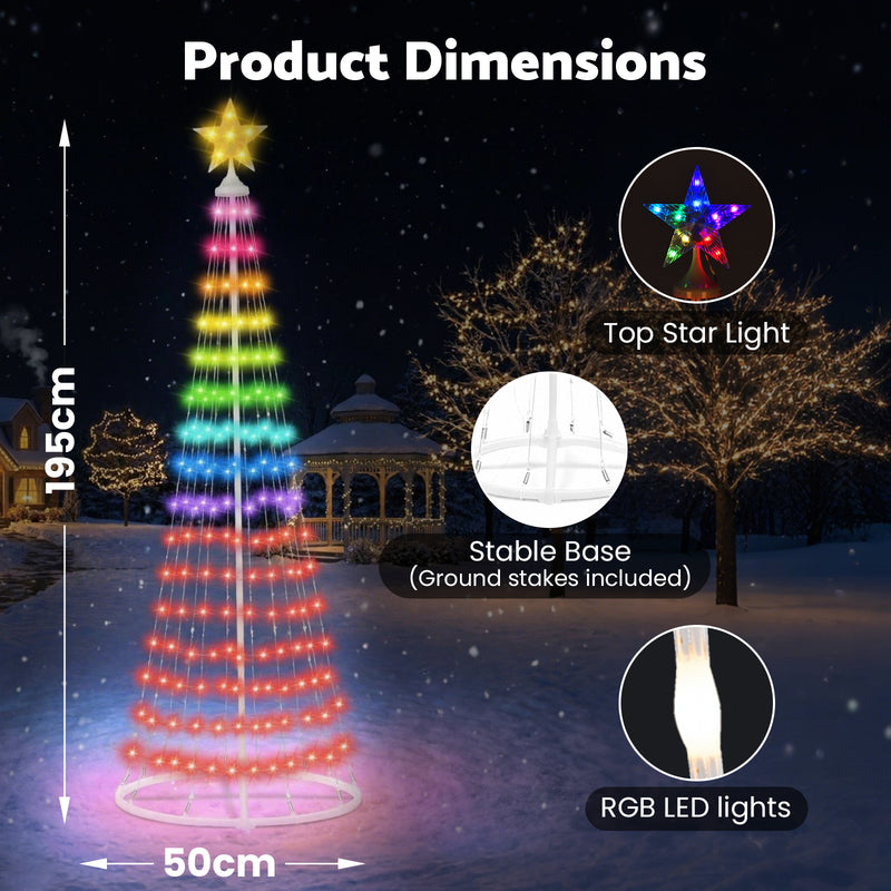 Advwin 195cm Christmas Cone Tree Lights