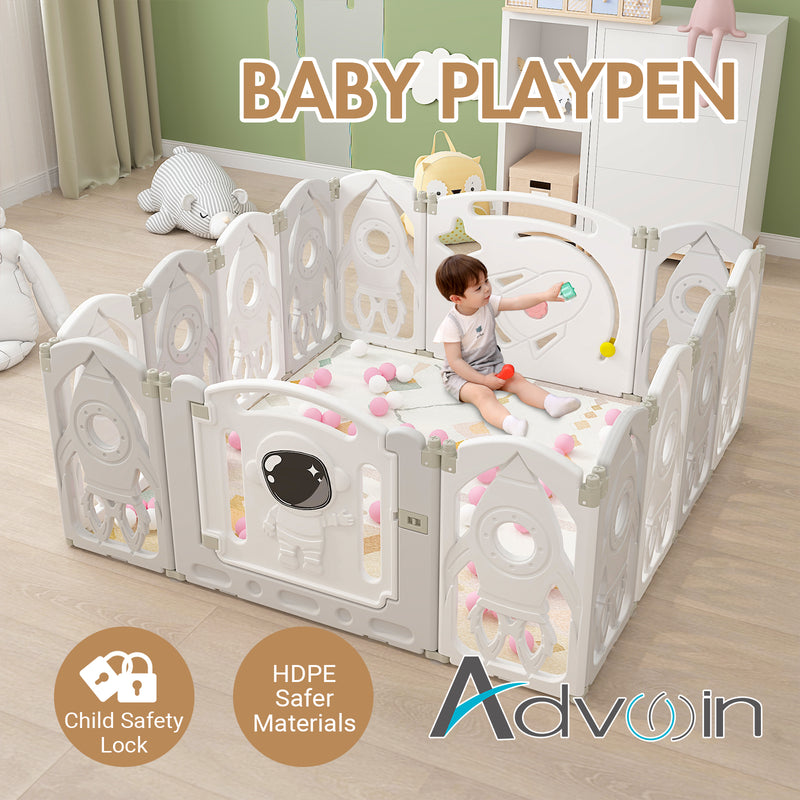 Advwin Foldable Baby PlayPen Grey