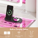 Advwin Dressing Table Set with Glass Desktop LED Light