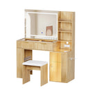 Advwin Flutted Dressing Table w/ HD Mirror & LED Lights