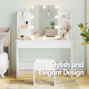 Advwin Dressing Table Stool Set 10 LED Bulbs Vanity