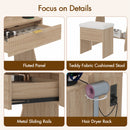 Advwin Flutted Dressing Table Set w/ Lights & Power Hub