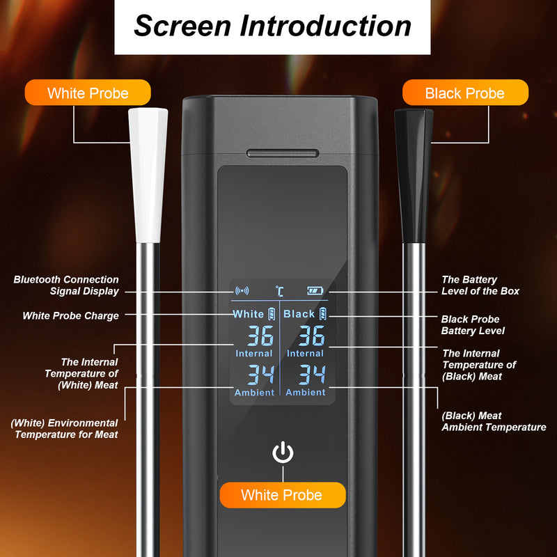 Advwin Wireless Meat Thermometer Dual Probe Bluetooth
