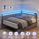 Advwin Corner Double Bed Frame with Charging Station