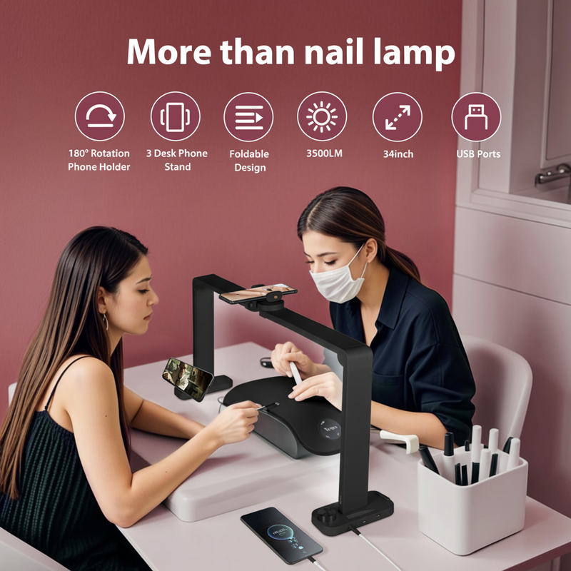 Advwin Foldable Nail Tech Lamp for Desk Black
