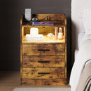 Advwin Bedside Table with Charging Station 3 Drawers