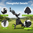 Advwin 3-Wheel Golf Push Cart w/ Adjustable Seat & Handle