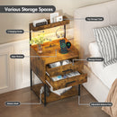 Advwin LED Bedside Table with Charging Station