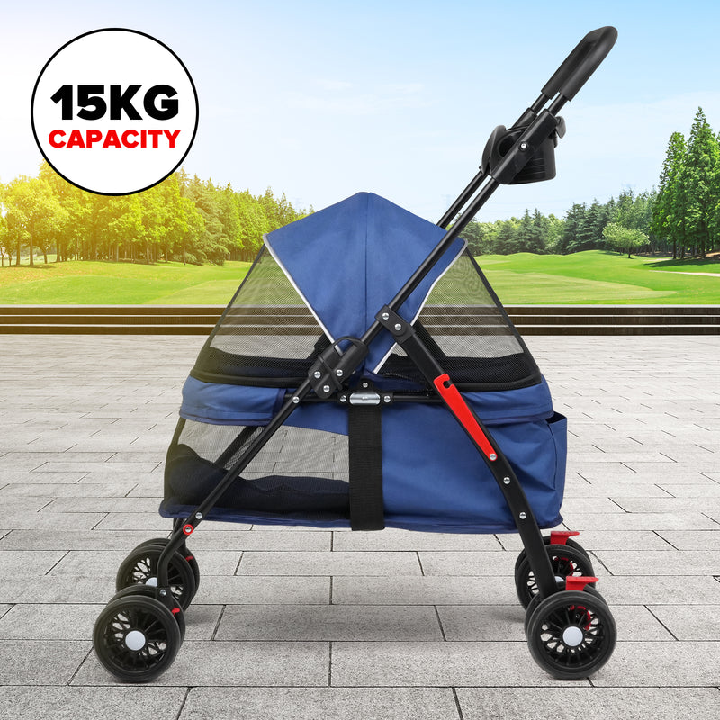 Advwin Pet Stroller Dog Carrier Foldable 4-Wheel