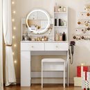 Advwin Makeup Vanity Desk with LED Round Mirror