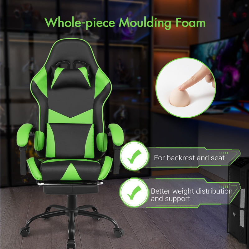 Advwin Computer Gaming Chair with Footrest Green