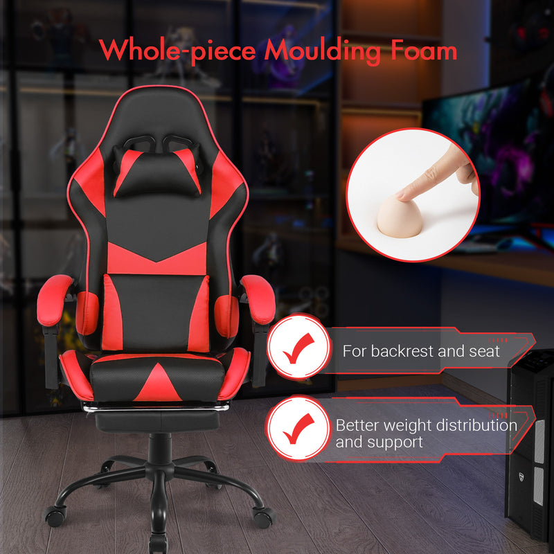 Advwin Computer Gaming Chair with Footrest Red