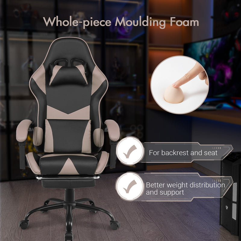 Advwin Computer Gaming Chair with Footrest Grey