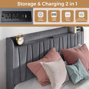 Advwin Bed Frame with Storage Drawers Dark Grey