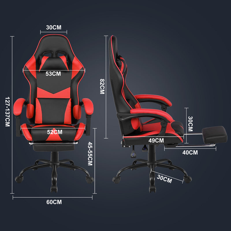 Advwin Computer Gaming Chair with Footrest Red