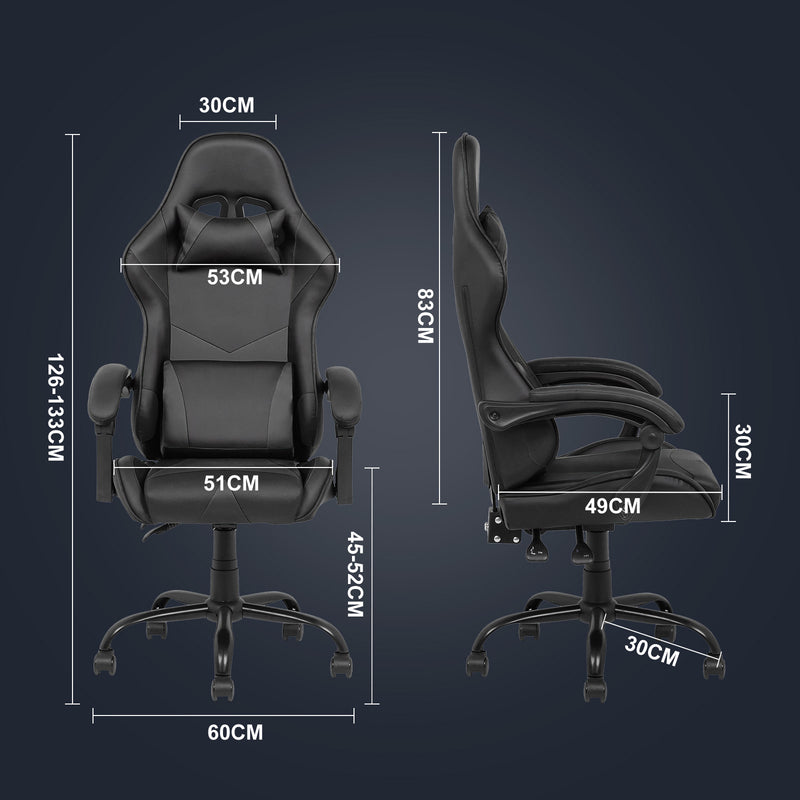 Advwin Computer Gaming Chair with Lumbar Support Black