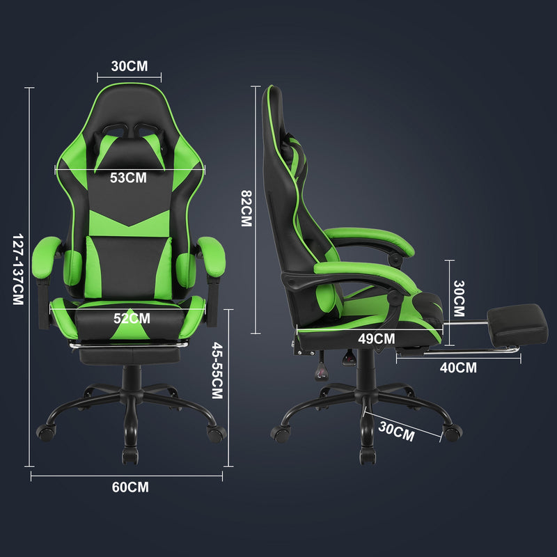 Advwin Computer Gaming Chair with Footrest Green