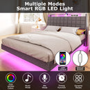 Advwin Queen Floating Bed Frame with LED Lights