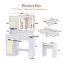 Advwin Dressing Table with LED Mirror & RGB Cabinet White