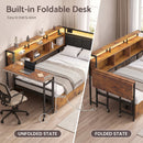 Advwin Single Corner Bed Frame with Foldable Desk