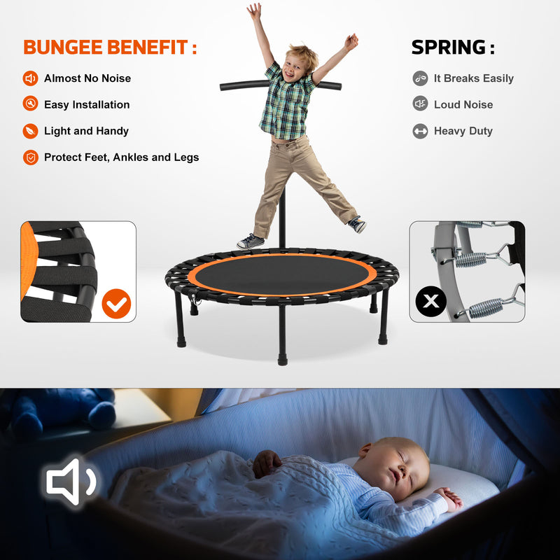 Advwin 50" Mini Trampoline w/Adjustable Handle