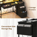 Advwin LED Computer Desk with Reversible Bookshelf
