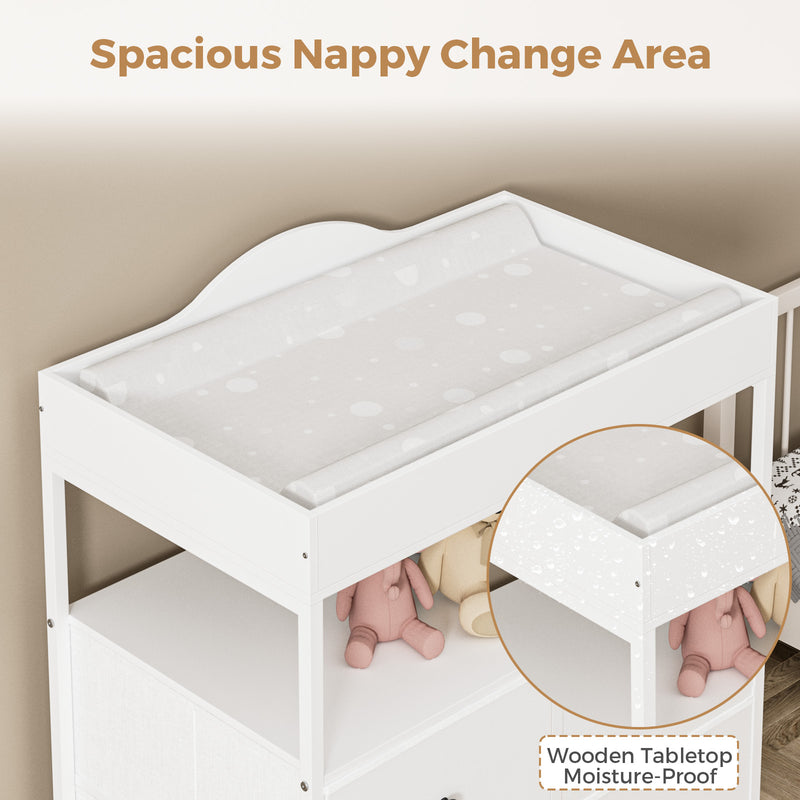 Advwin Baby Changing Table w/ 4 Storage Drawers