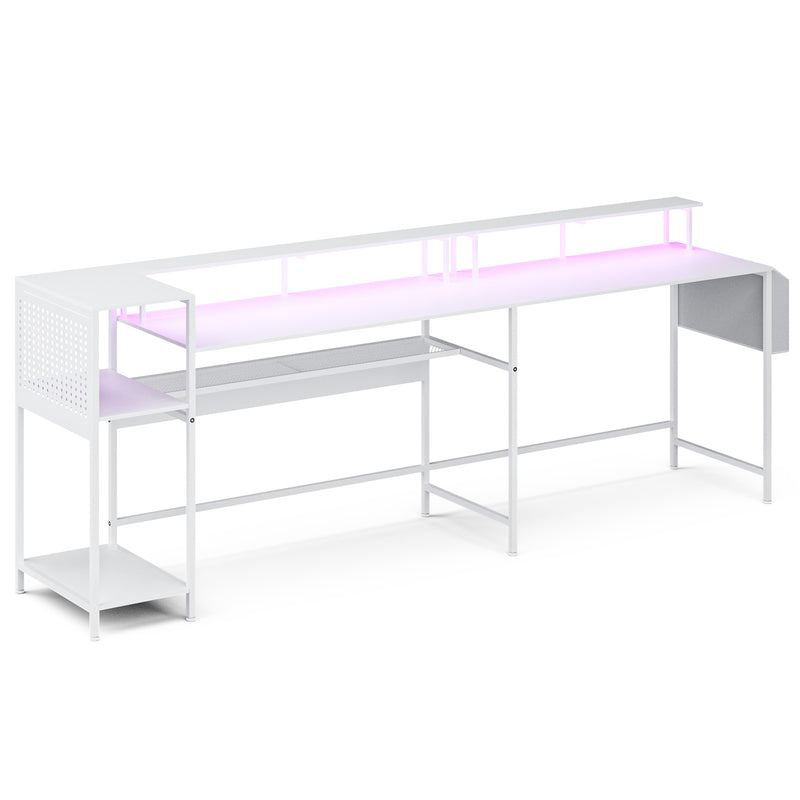 Advwin 150cm L Shaped Computer Desk w/ LED Lights
