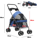 Advwin Pet Stroller Dog Carrier Foldable 4-Wheel
