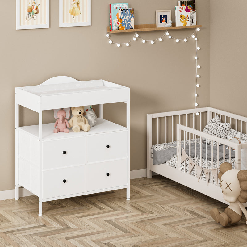 Advwin Baby Changing Table w/ 4 Storage Drawers