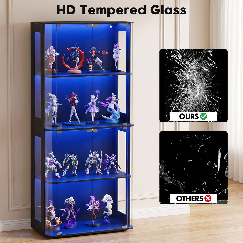 Advwin 4-tier Rounded Glass Display Cabinet
