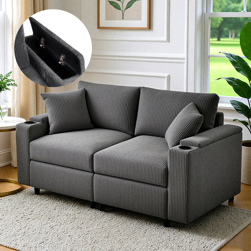 Advwin Corduroy Modular Sofa with Storage 182cm
