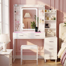 Advwin Dressing Table Set with Glass Desktop LED Light