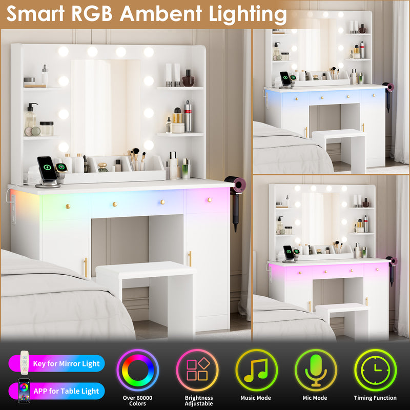 Advwin Dressing Table with Mirror and Lights RGB