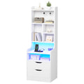 Advwin Tall LED Nightstand w/ Charging Station & 3 Drawers