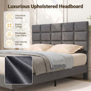 Advwin Linen Upholstered Bed Frame w/ Adjustable Headboard