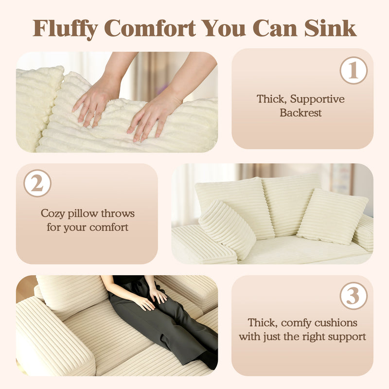 Advwin 146cm Chaise Lounge Chair with Storage Ottoman