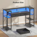 Advwin U Shaped Gaming Desk with LED Lights 148cm