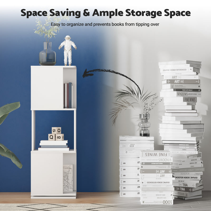 Advwin 3-Tier 360 Rotating Corner Bookshelf White