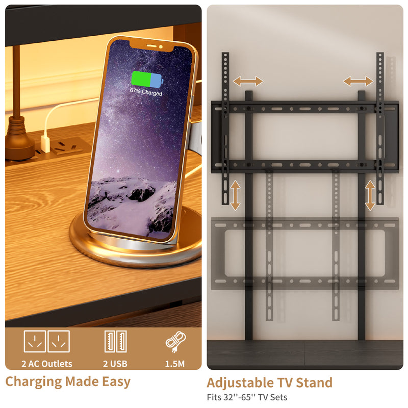 Advwin TV Stand with Built-in Mount & LED Lights 115cm