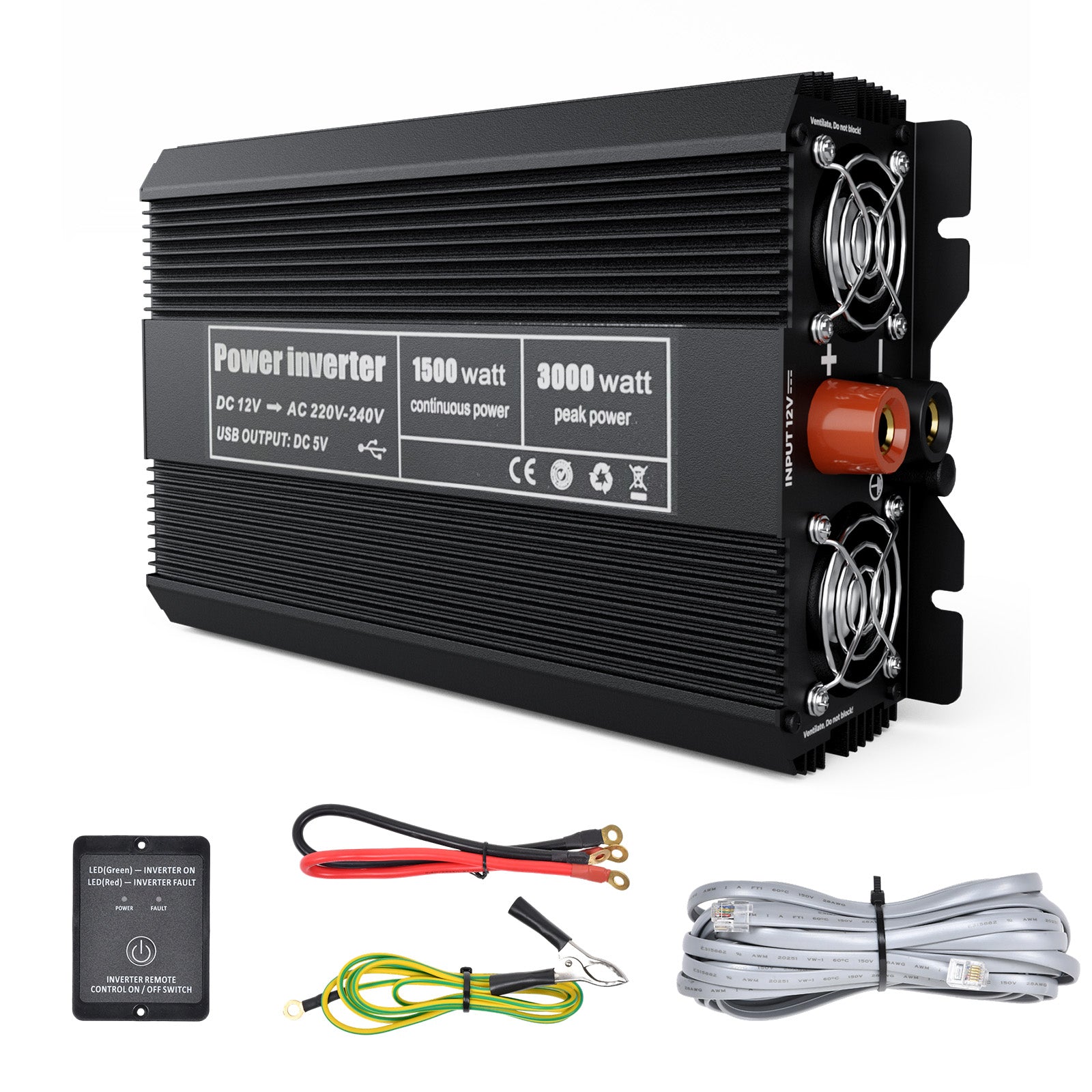 Advwin Remote Advwin 1500W Pure Sine Power Inverter with Remote
