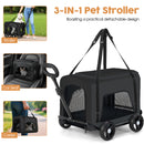 Advwin Foldable Pet Stroller with Removable Carrier