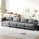 Advwin 4-Seater Chenille Sectional Couch 346cm Gray