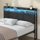 Advwin Storage Headboard Upholstered with Light Charging Station